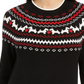Charter Club Women's Fair Isle Crewneck Sweater Black Size Petite X-Large