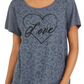 Style & Co Women's Love Graphic T-Shirt Grey Size X-Large