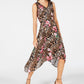 INC International Concepts Women's Brown Printed Sleeveless V Neck Midi Trapeze Dress Gold Size 16
