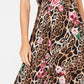 INC International Concepts Women's Brown Printed Sleeveless V Neck Midi Trapeze Dress Gold Size 16