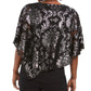 JM Collection Women's Asymmetrical Burnout Popover Top Black Size Medium