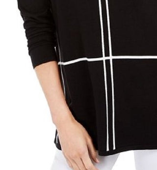 Alfani Women's Grid-Pattern Sweater Black Size Medium