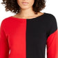 Alfani Women's Colorblocked Dropped-Shoulder Top  Red Size Small
