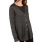 Alfani Women's Metallic Shirttail Cardigan Sweater Black Size Petite Small-Medium