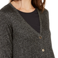 Alfani Women's Metallic Shirttail Cardigan Sweater Black Size Petite Small-Medium