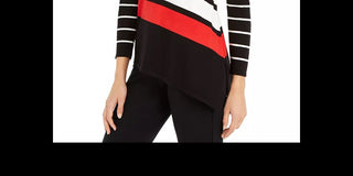 Alfani Women's Mixed Stripe Sweater Black Size Medium