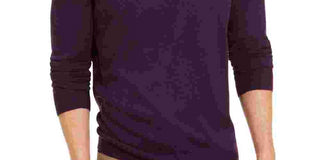 Alfani Men's Merino Blend Solid Crewneck Sweater Purple Size XX-Large