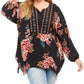 Style & Co Women's Plus Size Floral Blouse Black Size 0X