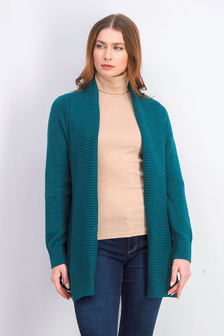 Charter Club Women's Shawl-Collar Open-Front Cardigan Dark Green Size Medium