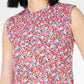 Maison Jules Women's Sleeveless Printed Smocked-Neck Top Navy Size Small