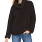 Style & Co Women's Sherpa Cowl Neck Sweater Black Size Large