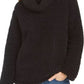 Style & Co Women's Sherpa Cowl Neck Sweater Black Size Large