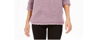 Style & Co Women's Sherpa Cowl Neck Sweater Purple Size Extra Large
