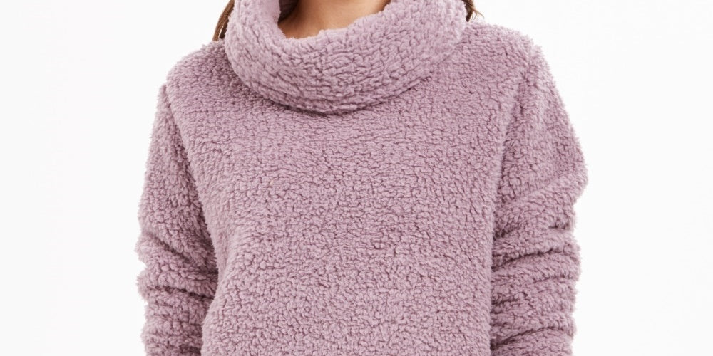 Style & Co Women's Sherpa Cowl-Neck Sweater Purple Size XX-Large