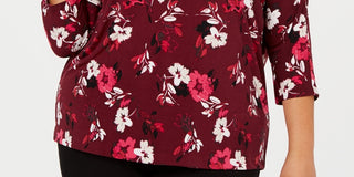 Alfani Women's Plus Size Printed 3-4-Sleeve Top Red Size 0X