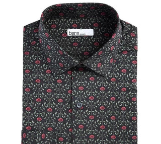 Bar III Men's Black Stretch Dress Shirt Black Size 14.5X32-33