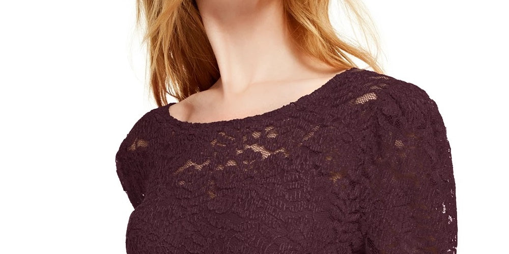 INC International Concepts Women's Lace Top Red Size Large