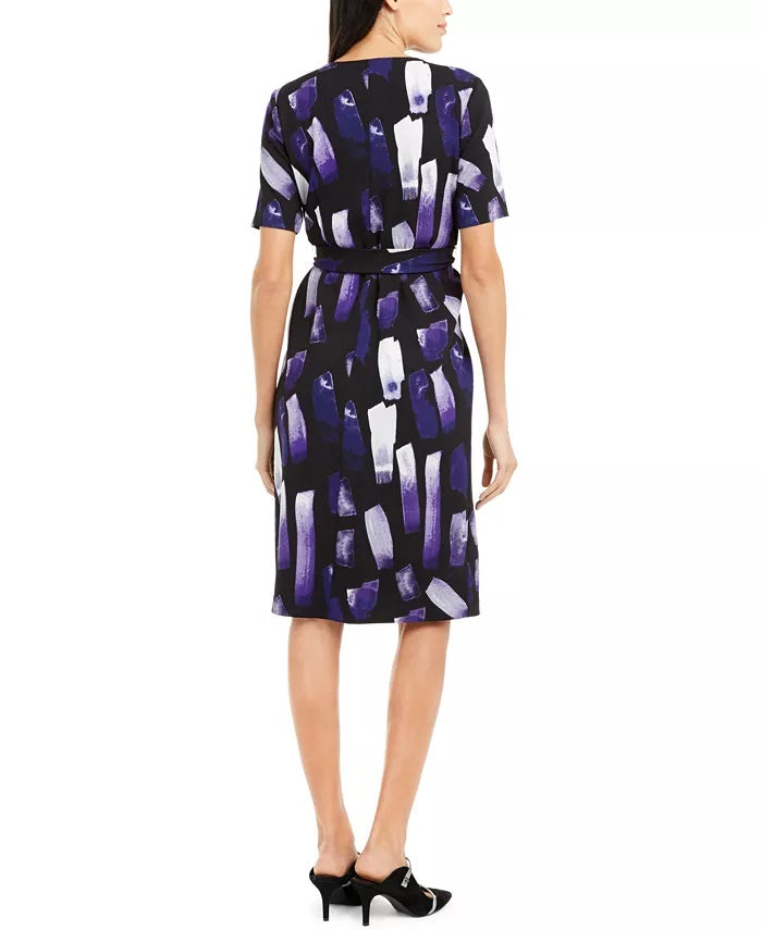Alfani Women's Printed Tie-Waist Dress Purple Size Medium