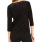 Alfani Women's Metallic-Stripe Twist-Front Top Black Size Small