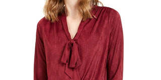 Alfani Women's Tie-Neck Surplice Top Wine Size X-Large