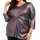 Alfani Women's Metallic Twist Front Top Black Size 0X