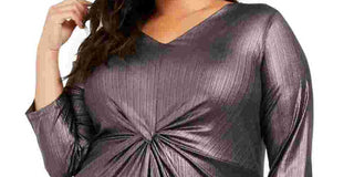 Alfani Women's Metallic Twist Front Top Black Size 0X