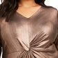 Alfani Women's Plus Size Metallic Twist-Front Top  Brown Size 3X