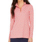 Charter Club Women's Printed Half Zip Top Pink Size XX-Large