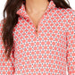 Charter Club Women's Printed Half Zip Top Pink Size XX-Large