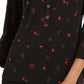 Charter Club Women's 3/4 Sleeve Printed Polo Top  Black Size Medium