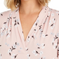 Charter Club Women's Printed V Neck Top Pink Size Medium