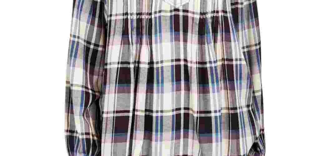 Style & Co Women's Plaid Split Neck Top  Grape Size Small