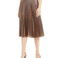 Alfani Women's Metallic Pleated Skirt Brown Size X-Large