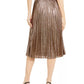 Alfani Women's Metallic Pleated Skirt Brown Size X-Large