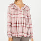 Style & Co Women's Plaid Split-Neck Top Bright Red Size X-Small