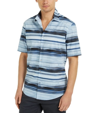 Alfani Men's Classic Fit Stripe Shirt Navy Size Small