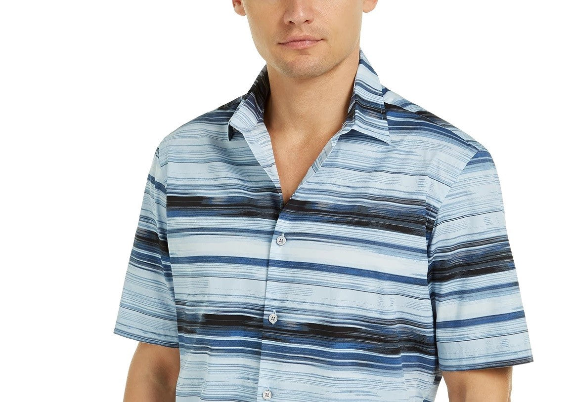 Alfani Men's Classic Fit Stripe Shirt Navy Size Small