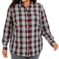 Charter Club Women's Ilanna Cotton Plaid Button Up Shirt Black Size 3X