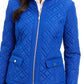 Charter Club Women's Quilted Mandarin Collar Jacket Blue Size X-Small
