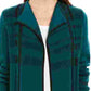 Charter Club Women's Plaid Open-Front Cardigan  Dark Green Size Small