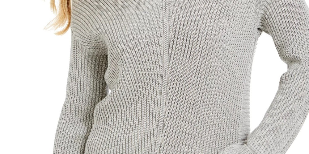 Charter Club Women's Cotton Textured V-Neck Sweater Gray Size XX-Large