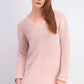 Charter Club Women's Cotton Textured V Neck Sweater Pink Size Medium