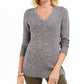 Charter Club Women's Marled Knit Tunic Sweater Black Size X-Small