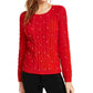 Maison Jules Women's Imitation Pearl Cable Knit Sweater Red Size X-Large