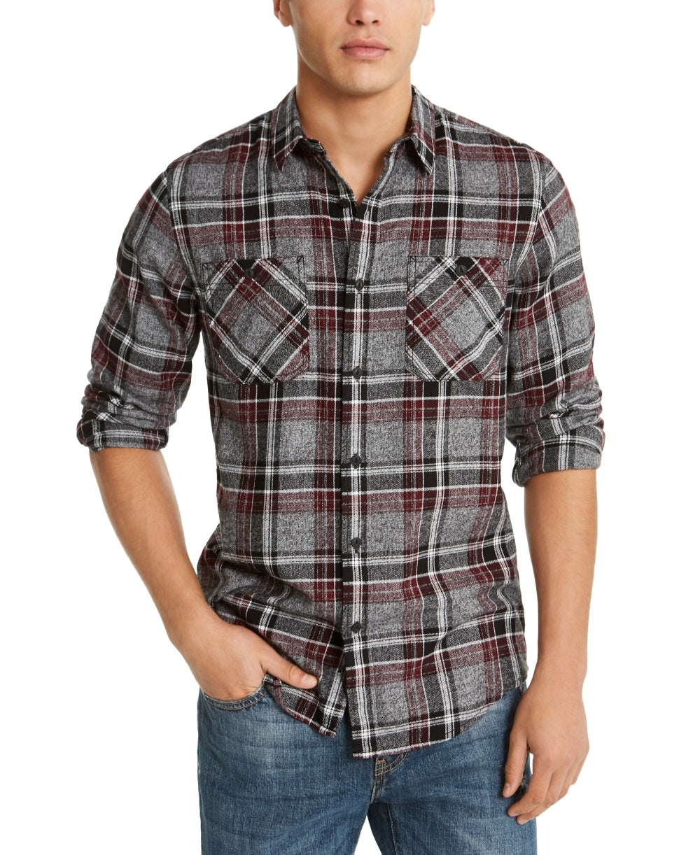 American Rag Men's Alex Plaid Shirt Gray Size X-Small