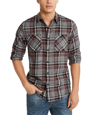American Rag Men's Alex Plaid Shirt Gray Size X-Small