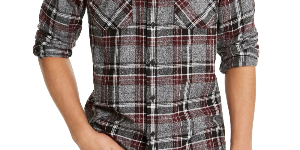 American Rag Men's Alex Plaid Shirt Gray Size X-Small