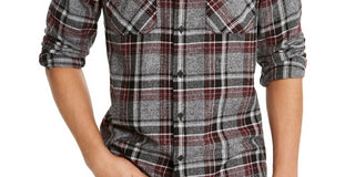 American Rag Men's Alex Plaid Shirt Gray Size X-Small