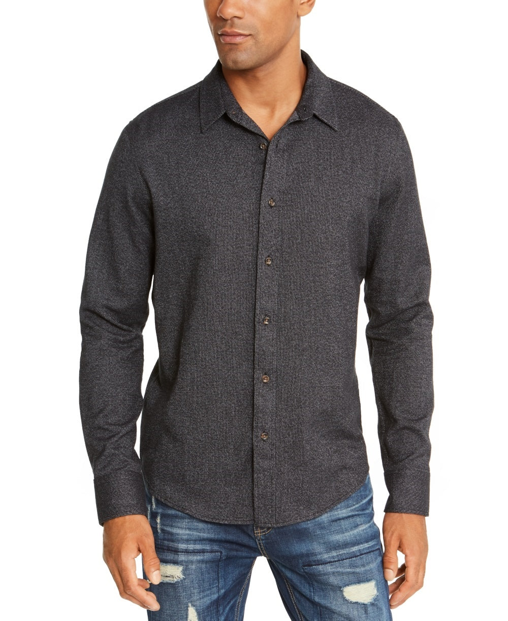 American Rag Men's Matt Regular Fit Brushed Twill Shirt Black Size Small