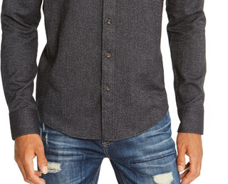 American Rag Men's Matt Regular Fit Brushed Twill Shirt Black Size Small